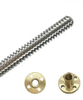 Two 200mm Tr8X2 Lead Screws With T8 Brass Nuts For Your 3D Printer Z Axis Upgrade, Acme Thread, 2mm Pitch, 1 Start, 2mm Lead