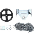 Garage Door Jackshaft Chain Hoist 1 To 1 Reduced Drive, 331 Lbs Capacity, components including chain, gear, and brackets