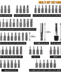 208 Piece Screwdriver Bit Set With Security Bits, Chrome Vanadium Steel, shown with quick release extension and magnetic holder