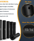Extended Length 1/2 Inch Drive Impact Socket Set With Extra Deep Sockets Heavy Duty Steel 6-Piece showing pin hole and size markings