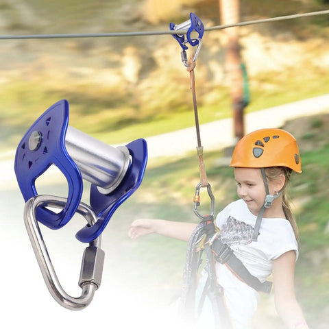 Outdoor Zip Line Trolley For Quick Setup Ready To Go Heavy Duty Slider And Brake Stopper For Kids Ages Five And Up Backyard