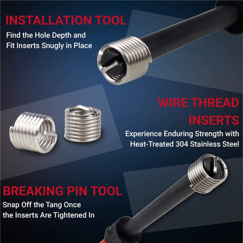 Image showing tools and inserts from the DIY Friendly 5/16-18 Inch Helicoil Thread Repair Kit With Carry Case 30-Piece Set.