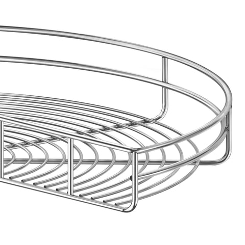 28 Inch Corner Cabinet Lazy Susan Turntable With 270 Degree Rotation, chrome replacement shelf detail, space saving kitchen organizer