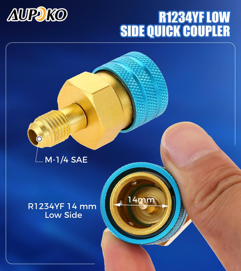 R1234YF To R134A Low Side Quick Coupler For Car AC Charging With R12 To R134A Hose Adapter Fitting Aluminum Build