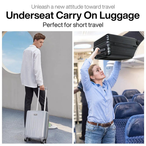 18 Inch Carry On Luggage With Movable Wheels TSA Approved Under The Seat Cabin Friendly Hard Shell Lightweight Bag in use