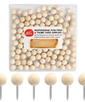 Top Shelf Wooden Push Pins, 120 Pack Of Straightforward Thumb Tacks For Corkboards And Bulletin Boards, Crafted With Rock Solid Wood Caps And Keen Steel Points To Hang Maps, Documents, And Student Work in clear storage container.