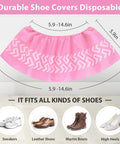 Diagram of 100 Pack Disposable Indoor Shoe Covers Non Slip Durable Recyclable Non Woven Booties One Size Fits All Pink For Office