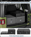 Modular Overland Rugged Drawer Toolbox For Jeep Wrangler JK JL Unlimited 4 Door And Ford Bronco 4 Door installed view