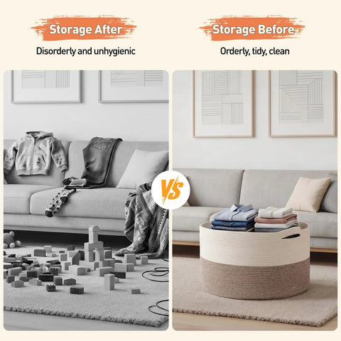 Hella Spacious XXXLarge Blanket Basket For Living Room Storage And Family Rooms Is Built Tough With Heavy Duty Woven Weave Offering A Super Roomy 90 Liter Space To Stack Bulk Comforters Extra Pillows And Throw Blankets In Warm Earthy Brown