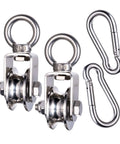 Beefy Two Pack Heavy Duty Cable Pulley Block Wheels With Clip for Wire Rope Ball Bearings DIY Gym Pulley System stainless steel
