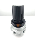 Universal Air Regulator With Check Tank Design, Easy Install, In Line Or Modular Mount, One Quarter Inch NPT Reg Port And One Eighth Inch Gauge Port, Full Flow Gauge Ports, Flexible Pneumatic Control For Regulated Pressure In Tools.