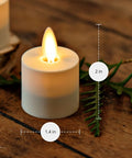 Flameless Flickering Tealights In Pearl Ivory Set Of 4 Realistic LED Flame Battery Operated Votive Candles on wooden table