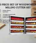 Open display of 100 Piece Router Bits Set With One Quarter Inch Shank Carbide Bits For Woodworking Pro Level Milling Cutter Kit