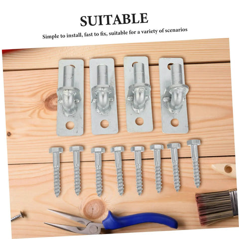 Built Like A Tank Heavy Duty Wall Mounted Fence Post Hinges Silver Smooth As Butter Barn Shed Door Hardware Zero Rattle Sturdy Gate Bracket Set For Yard Use with wall brackets and screws on wood surface.