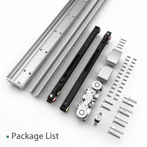 Concealed Barn Door Hardware Kit With Soft Close Mechanism And Invisible Wall Mount Aluminum Track For Smooth Operation