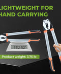 Heavy Duty Manual Strapping Sealer Fits Half To Three Quarter Inch PP Or PET Polyester Strap Delivers Dead Tight Crimps Every Time displayed on scale at 3.75 lb