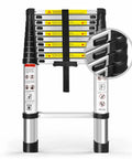 14.5 Ft Telescoping Aluminum Ladder With One Button Retractable Lock, extendable folding ladder for home and outdoor projects