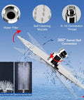 High Pressure 8 Inch Round Rain Shower Head With 5 Settings Handheld Shower Filter Combo Chrome Finish Swivel Ball Connection