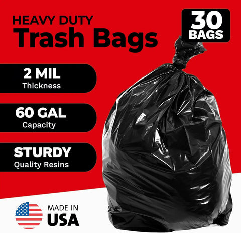 Beefy 55 Gallon Contractor Trash Bags 2 Mil Thick Heavy Duty Drum Liners For Industrial And Commercial Use Tear Proof