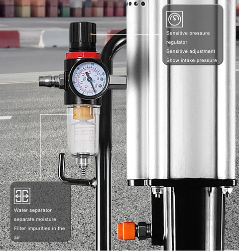 Beefed Up Portable Pneumatic Grease Pump 10 Gallon 40 Liter Air Powered Workhorse With 80 To 1 Ratio And 69 Mpa Pressure Includes Rolling Cart Grease Wand And Four Meter Hose For Quick Garage Upkeep