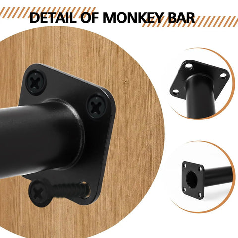 16.5 Inch Outdoor Monkey Bars Set Of 12 For Backyard Playset, Heavy Duty Black Steel With Mounting Plates And Hardware, Easy Install Climbing Ladder For Outdoor Or Indoor Playgrounds, Swing Sets