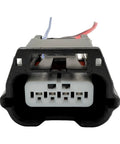 Front view of Nissan Active Grille Shutter Actuator Connector Pigtail 4 Pin Repair Harness for Altima, Rogue, and Murano 2014 to 2024 models