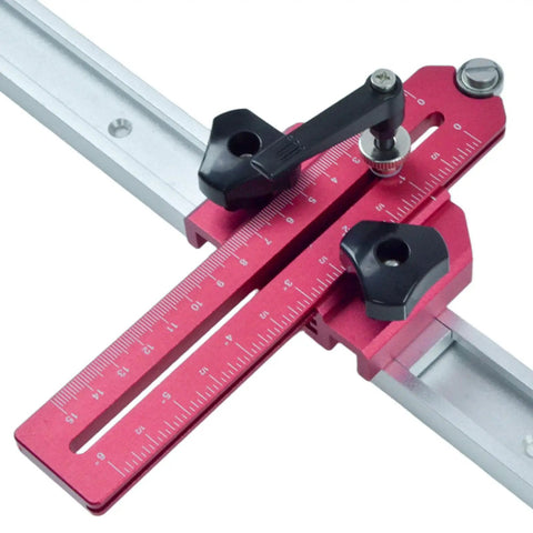 Pro Grade Aluminum T Track Jig for precise woodworking cuts on tablesaw, bandsaw and routers; adjustable 2 5/8 to 8 inch range