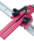 Pro Grade Aluminum T Track Positioning Jig For Woodworking, Thin Strips Guide, shown with measurement markings