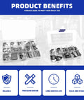 Keyway Key Stock Assortment Kit With 140 Round End Keys And 80 Woodruff Half Moon Keys Plus 2 Tweezers 220 Pieces displayed