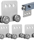 Four Wheel Trolley Assembly Rollers with Four Bearings for 1-5/8 Inch Wide Strut Channel, 4-Pack Heavy Duty Wheel Kit for Smooth Rolling