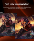 Comparison of SDR and HDR visual quality on gaming monitor screen, showing enhanced colors with HDR technology.