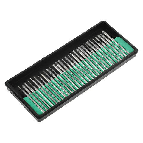 Versatile Burs Saw Blades Cutting Discs Tool Accessories Set Pro Grade Engraving Grinding Polishing Metal Wood Crafts 30 Burs 10 Blades 2 Mandrels Durable Complete Kit, 30-piece burr set in black tray