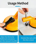 Go-To Adjustable Height Setter With Heavy Duty Vacuum Suction Cups For Precise Countertop And Floor Leveling in use