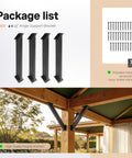 Set Of Four 45 Degree Angle Pergola Brackets Heavy Duty Connectors For Wooden Structures Gazebos Carports Treehouses And Slides Steel Powder Coated Black Outdoor DIY Essential with installation accessories.