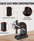 Three Ton Arbor Press With Smooth Handwheel Adjustment And Heavy Duty Steel Frame For Precision Stamping And Leather Craft Bang Out Daily Shop Tasks Rock Solid Benchtop Force Tool showing solid cast iron construction, rust-resistant coating, gear rack, and pre-drilled holes.