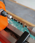 Pen Mandrel Simple Kit MT2 Morse Taper for Woodturning Lathe with Easy Setup, visible on a lathe with knurled nut in focus