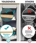 Comparison of 6 Shelf Hanging Closet Organizer Set In Grey with bamboo and MDF supports vs flimsy cardboard alternatives