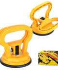 Heavy Duty Glass Suction Cup Lifter With Handle For Tile Marble Granite 30 Lb Load Vacuum Lifter For Window Replacement And Glass Handling 2 Pack Yellow Small Grip Like A Boss shown with packaging