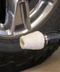 Drill with a cotton buffer from Aluminum Polishing Buffing Kit For Cars And Motorcycles 14 Piece Drill Buff Attachments And Steel Polishing Compound Set Heavy Duty Cotton Buffers To Make Your Ride Pop And Shine On Aluminum Stainless Steel Copper Chrome Plastics And More polishing car wheel rim.