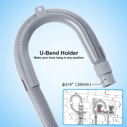 10 Foot Universal Washing Machine Drain Hose Extension Kit With Flared Ends U-bend holder for easy install visible angle