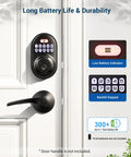 Keyless Entry Door Lock With Electronic Keypad Deadbolt, Auto Lock, Anti Peeking Password, Backlit Digital Display on white door