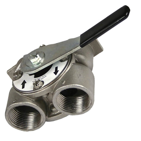AFWFilters AIP15 air-injection valve with black lever, stainless steel body, dual 1-inch FNPT ports