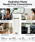 26 Oz MagSafe Water Bottle With Snap On Phone Cradle Double Wall Steel Keeps Your Hydration Icy All Day Long Zero Drip Build in use for workouts and cooking.