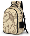 Vintage Bull Line Art Printed Backpack Unisex Large Capacity All Day Everyday Carry Daypack Made From Durable Polyester With Breathable Design