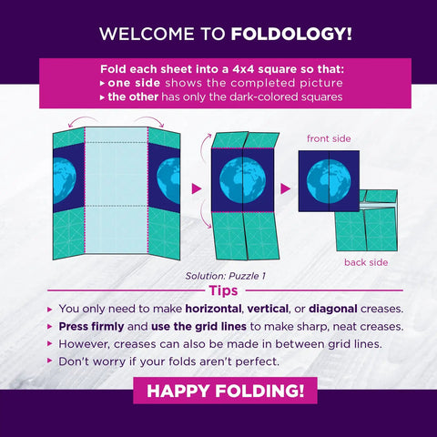 Instructions for folding Origami Puzzle Game For Brain Teasers Teens And Adults, 100 Puzzles With Five Difficulty Levels.