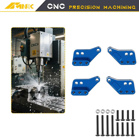 Front And Rear Shock Mount Plate Towers Heighten Kit For Maxx Slash One Eighth 4WD 6S And Maxx One Tenth 4WD RC Trucks Blue 4pcs Upgrade with CNC Machining