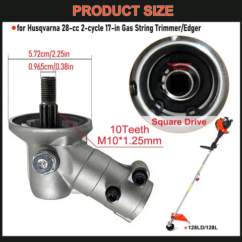 Bevel Gearbox Assembly For 25.4mm Shaft Trimmer Heads With 10 Tooth Bevel Gear, Beefy Replacement Part 530096295, Left Hand M10x1.25