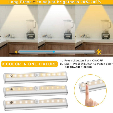 Go To Cordless Under Cabinet LED Lights With Remote Control Rechargeable 20 LED Dimmable Closet Light in three color modes