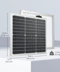 50 Watt Monocrystalline Solar Panel Delivers 22 Percent High Efficiency Straight To Your Setup, showing dimensions and design details.