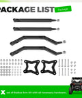 Black Rear Radius Arms For 2014-2025 Polaris RZR XP 1000 And XP 4 1000 Beefy High Clearance Heavy Duty Steel With Adjustable Heim Joints Rugged Off Road Upgrade kit with hardware